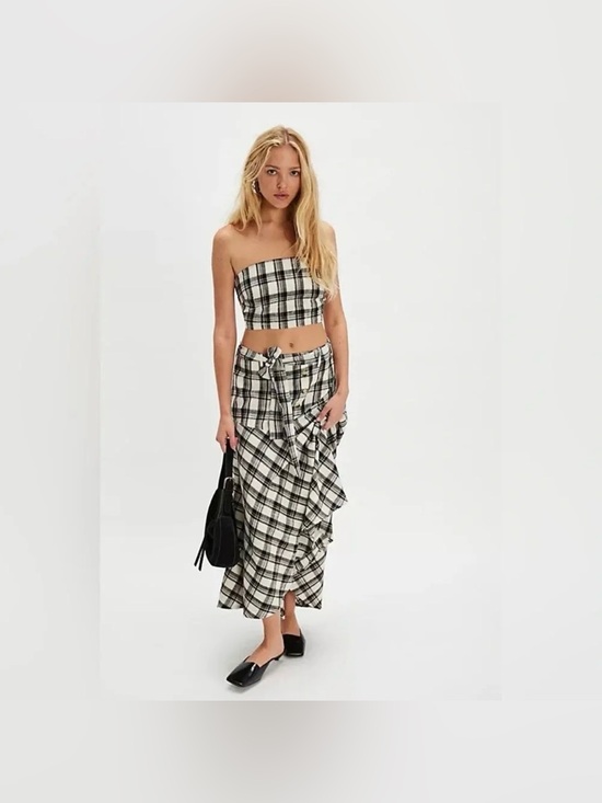 Free People Dresses & Skirts - NWT Free People Free Est After You Black & White Plaid Top and Skirt Set Size L